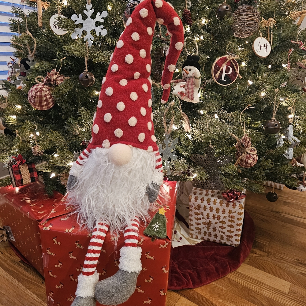 Whimsical Red and White Polka Dot Holiday Gnome